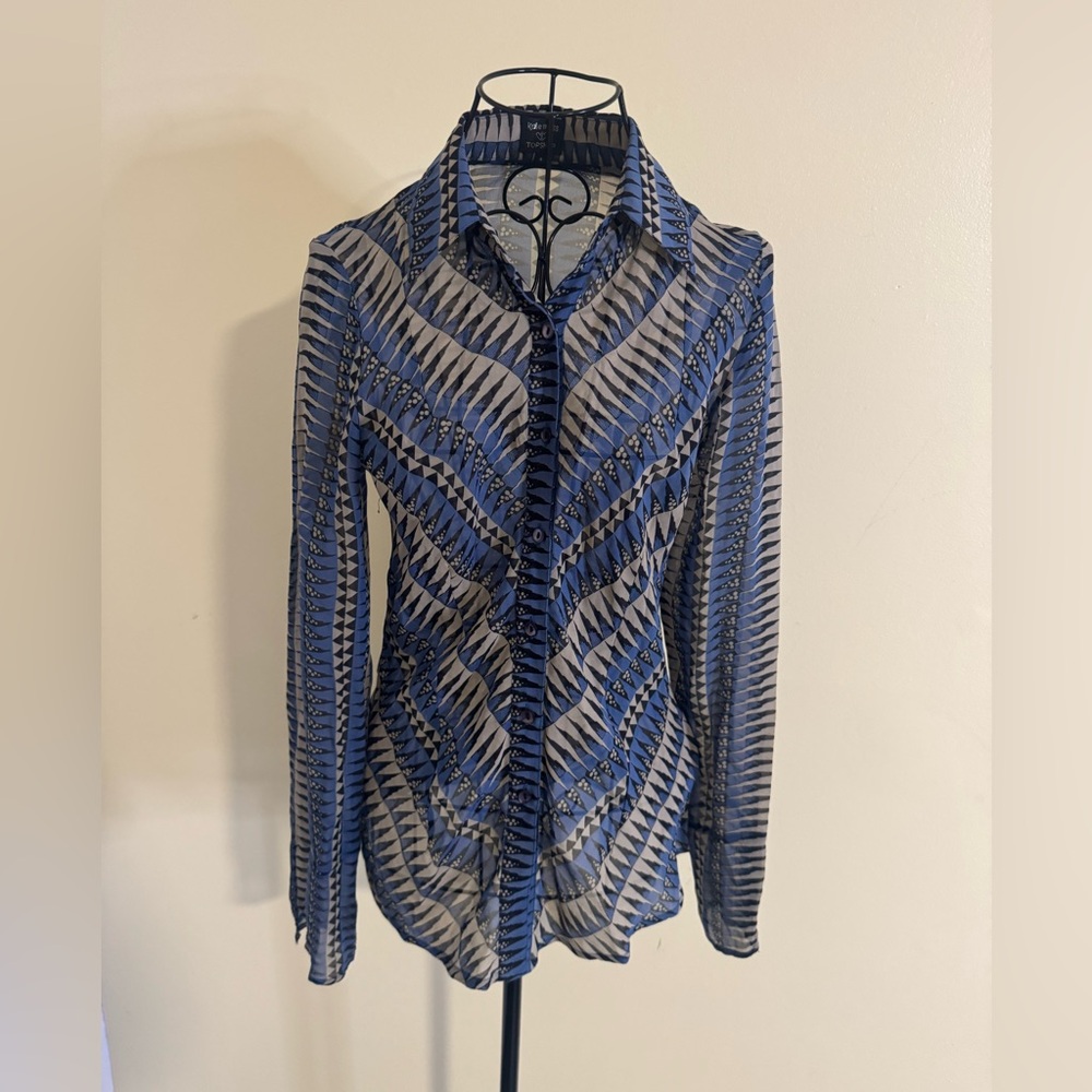 Kate Moss Top Shop Silk Ruched Button Down Blouse Size 8